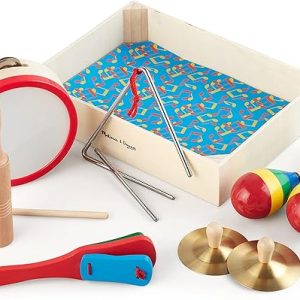 Melissa & Doug Band-in-a-Box Clap! Clang! Tap! - 10-Piece Musical Instrument Set - Kids Musical Instruments, Wooden Percussion Instruments For Toddlers And Kids Ages 3+