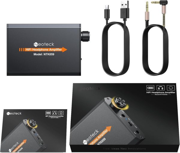 Neoteck Portable 3.5mm Headphone Amplifier Two-Stage Gain Switch, 16-150 Ohm, Aluminum Matte Surface - Image 8
