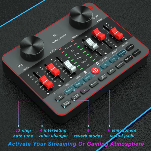 Podcast Equipment Bundle for 2 Mic Tiktok Video Content Creator Kit, Audio Interface DJ Mixer Sound Card/Board Condenser Microphone for Studio Smartphone/PC/Laptop Broadcast Recording/Live Stream - Image 3